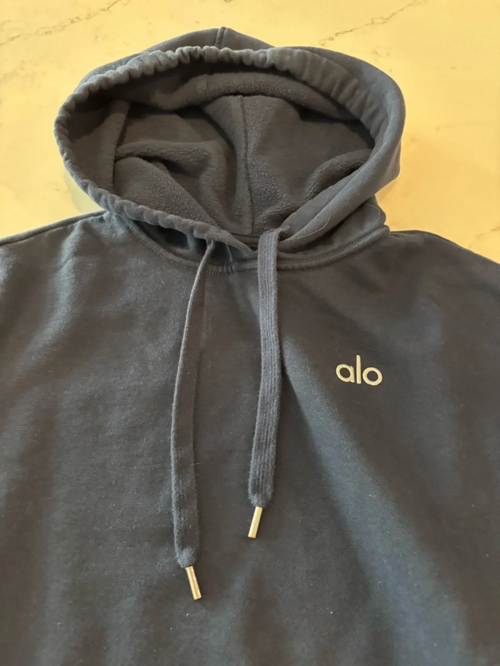 ALO Yoga Navy Relaxed Track Joggers and Hooded Sweatshirt Set